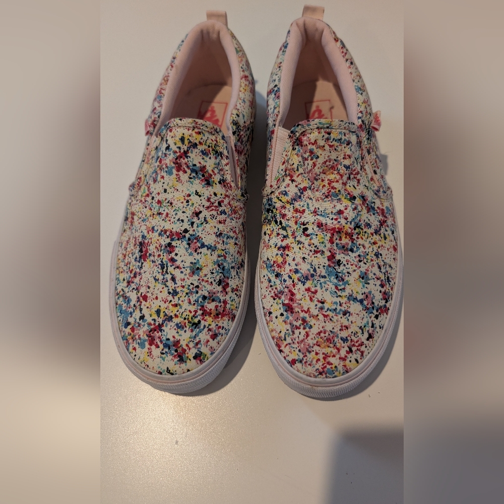Pink Speckled Vans, Like New Size 6 Big Kids 8 W  38 European